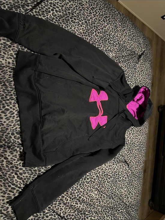 Under Armour Jackets & Blazers - Under Armour Black Hoodie with Bright Pink Logo and Lining small